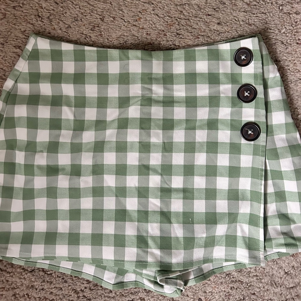 Gingham mini skort